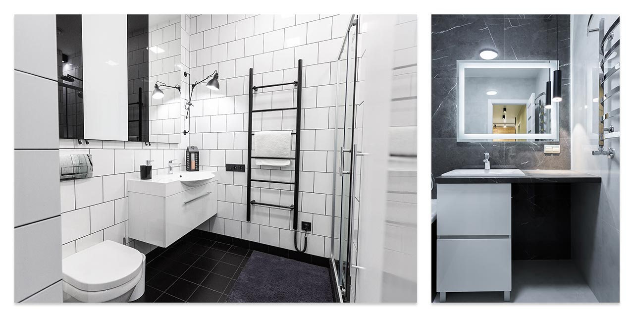 Primeri kupatilske rasvete oko ogledala - radna svetla za lakši rad sa detaljima.