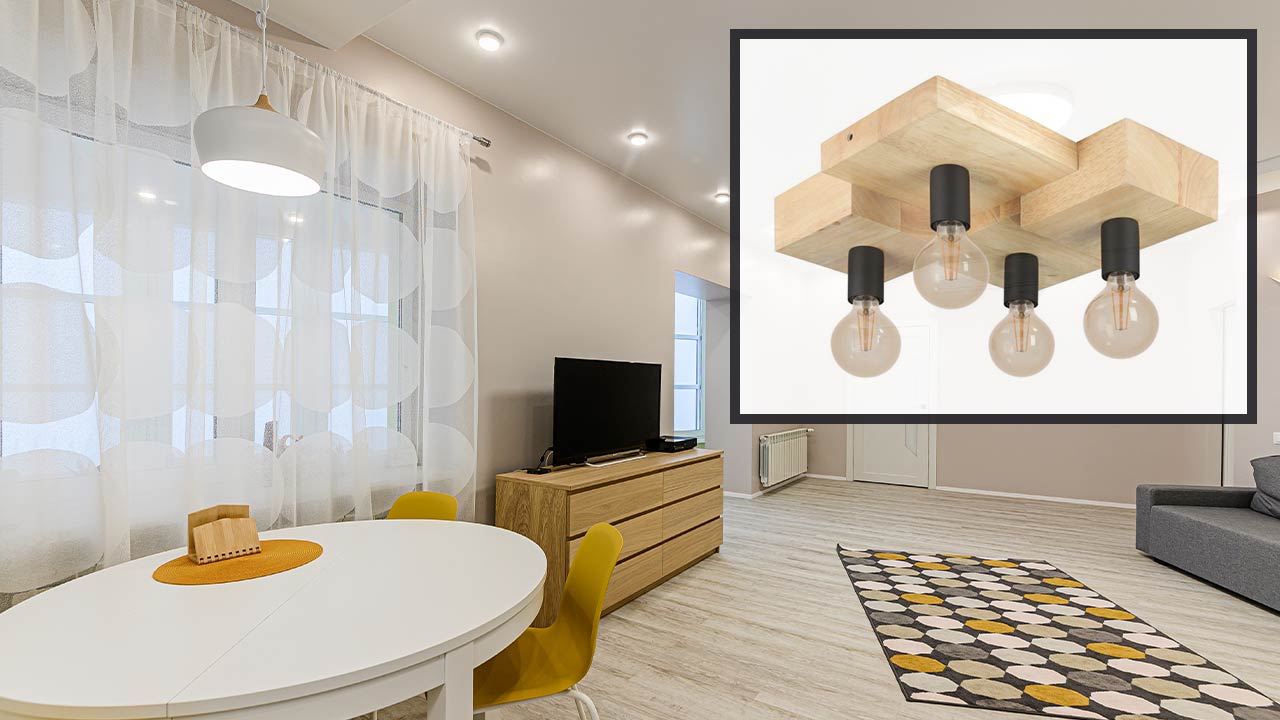 LED i halogen plafonjere u modernoj dnevnoj sobi.